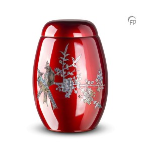 Glasfiber Urn Vogels rood