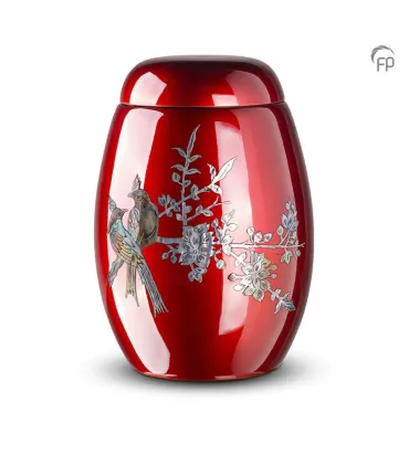 Glasfiber Urn Vogels rood