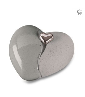 Grote Keramische Hart Urn Dubbel Grijs