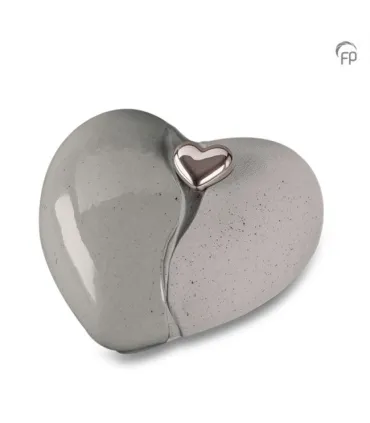 Grote Keramische Hart Urn Dubbel Grijs