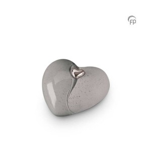 Kleine Keramische Hart Urn Dubbel Grijs