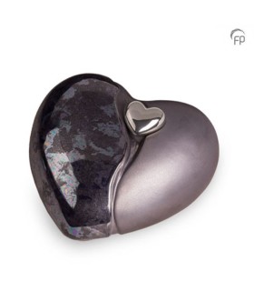 Grote Keramische Hart Urn Oiled Blue Antraciet