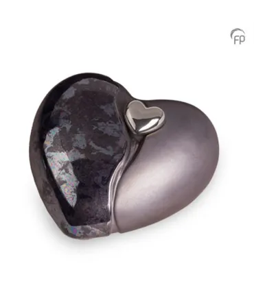 Grote Keramische Hart Urn Oiled Blue Antraciet