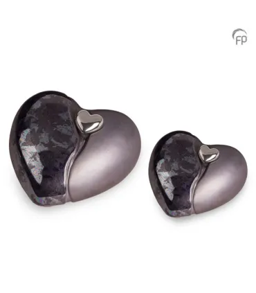 Kleine Keramische Hart Urn Oiled Blue Antraciet