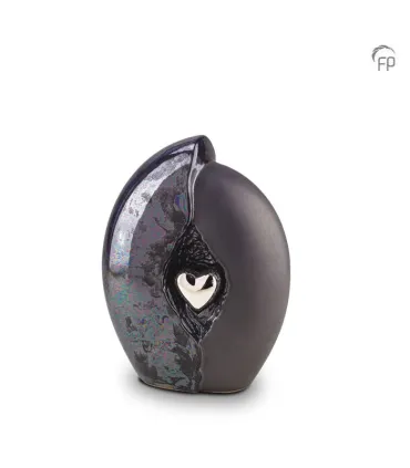 Middelgrote Keramische Urn Oiled Blue