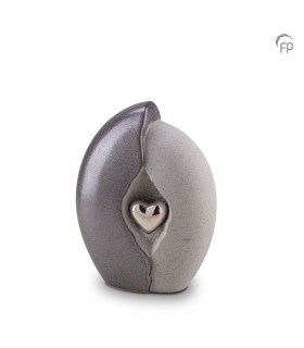 Middelgrote Keramische Urn Dubbel Grijs