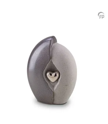 Middelgrote Keramische Urn Dubbel Grijs