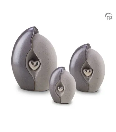 Keramische Mini Urn Dubbel Grijs