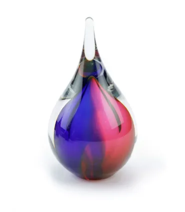 Glazen Memorie Urn Druppel Small Roze Blauw