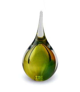Glazen Memorie Urn Druppel Medium Goudgroen