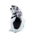 Glazen Memorie Urn Hond Zwart Wit Zittend