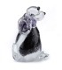 Glazen Memorie Urn Hond Zwart Wit Zittend