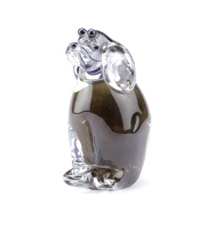 Glazen Memorie Urn Hond Bruin Zittend