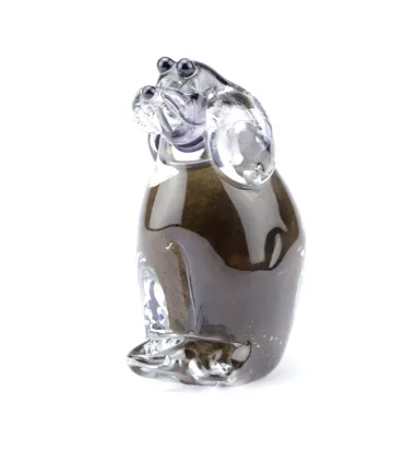 Glazen Memorie Urn Hond Bruin Zittend