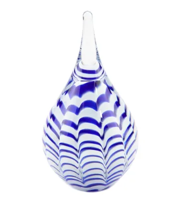 Glazen Memorie Urn Ripple Blauw-Wit