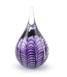 Glazen Memorie Urn Ripple Paars-Wit