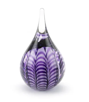 Glazen Memorie Urn Ripple Paars-Wit