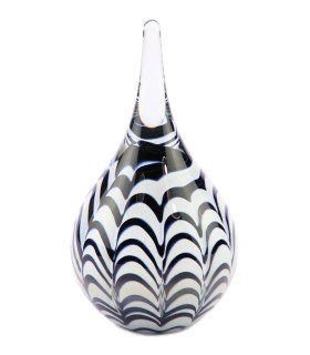 Glazen Memorie Urn Ripple Zwart-Wit