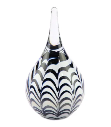 Glazen Memorie Urn Ripple Zwart-Wit