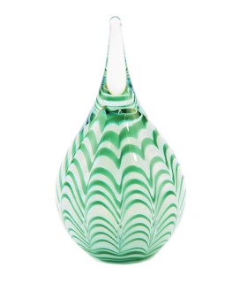 Glazen Memorie Urn Ripple Groen-Wit