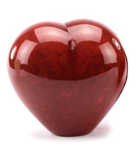 Glazen Memorie Urn Big Heart Opaque Rood
