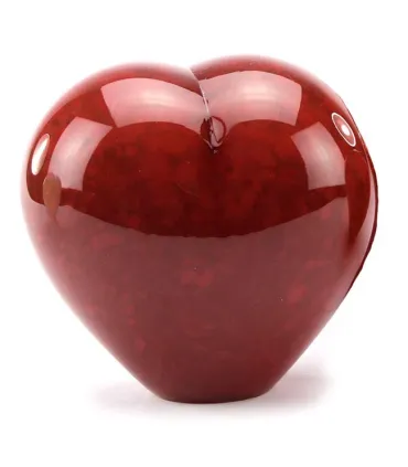 Glazen Memorie Urn Big Heart Opaque Rood