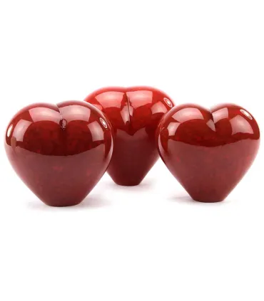 Glazen Memorie Urn Big Heart Opaque Rood