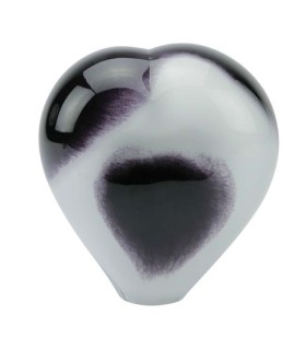 Glazen Memorie Urn Big Heart Opaque Zwart-Wit