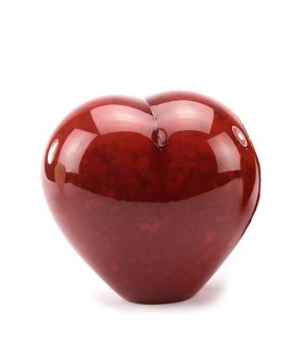 Glazen Memorie Urn Small Heart Opaque Rood