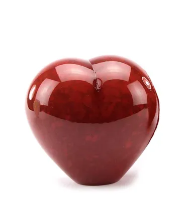 Glazen Memorie Urn Small Heart Opaque Rood
