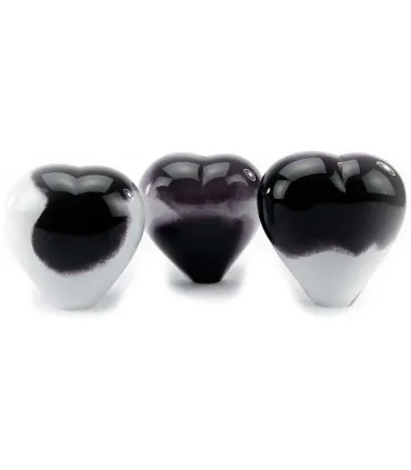 Glazen Memorie Urn Small Heart Opaque Zwart-Wit