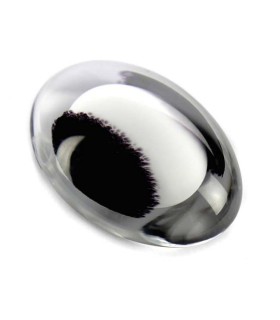 Glazen Memorie Knuffelkeitje Pebble Oval Opaque Zwart-Wit