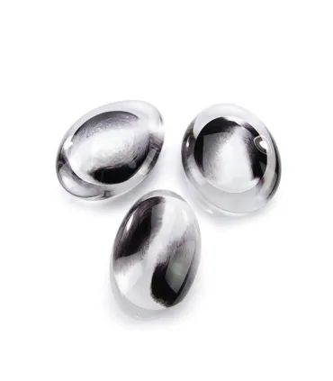 Glazen Memorie Knuffelkeitje Pebble Oval Opaque Zwart-Wit
