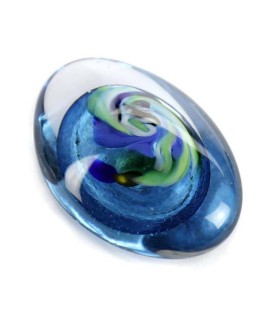 Glazen Memorie Knuffelkeitje Pebble Oval Blauw