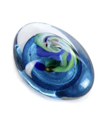 Glazen Memorie Knuffelkeitje Pebble Oval Blauw