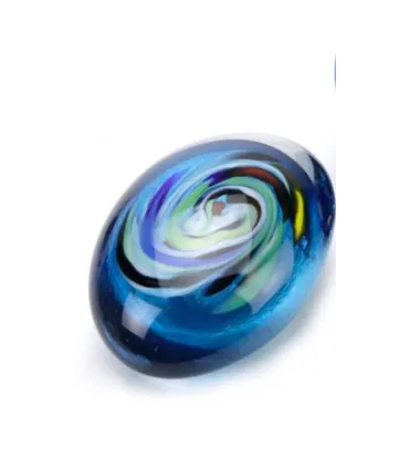 Glazen Memorie Knuffelkeitje Pebble Oval Blauw