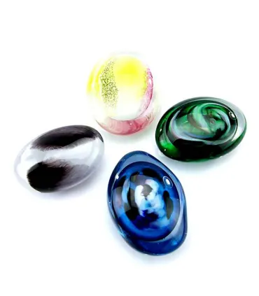 Glazen Memorie Knuffelkeitje Pebble Oval Groen