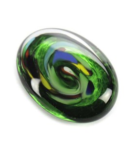 Glazen Memorie Knuffelkeitje Pebble Oval Groen