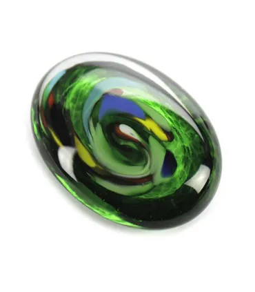 Glazen Memorie Knuffelkeitje Pebble Oval Groen