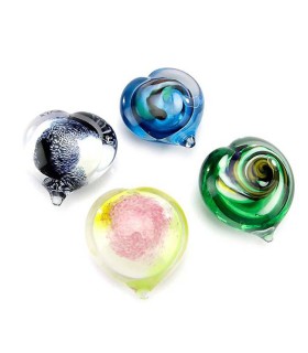 Glazen Memorie Knuffelkeitje Pebble Heart Opaque Zwart-Wit