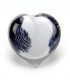 Glazen Memorie Knuffelkeitje Pebble Heart Opaque Zwart-Wit