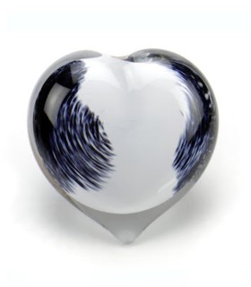 Glazen Memorie Knuffelkeitje Pebble Heart Opaque Zwart-Wit
