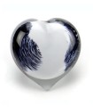 Glazen Memorie Knuffelkeitje Pebble Heart Opaque Zwart-Wit
