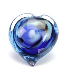 Glazen Memorie Knuffelkeitje Pebble Heart Blauw