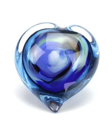 Glazen Memorie Knuffelkeitje Pebble Heart Blauw