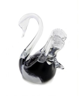 Glazen Memorie Urn Zwaantje Zwart-Wit