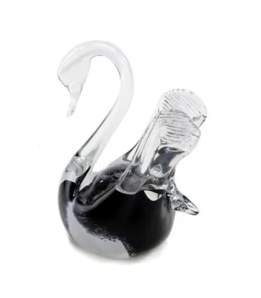 Glazen Memorie Urn Zwaantje Zwart-Wit