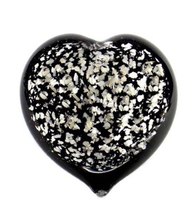 Glazen Memorie Urn Hart Zwart-Zilverkleur