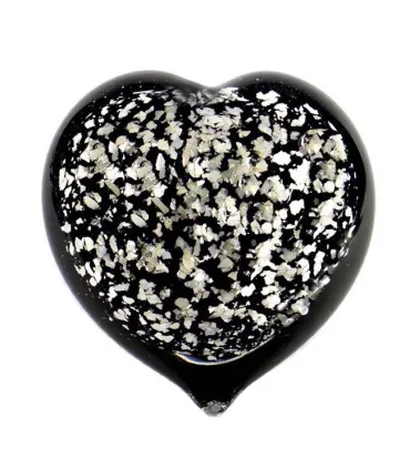 Glazen Memorie Urn Hart Zwart-Zilverkleur