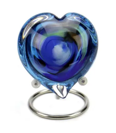 Glazen Memorie Knuffelkeitje Pebble Heart Blauw